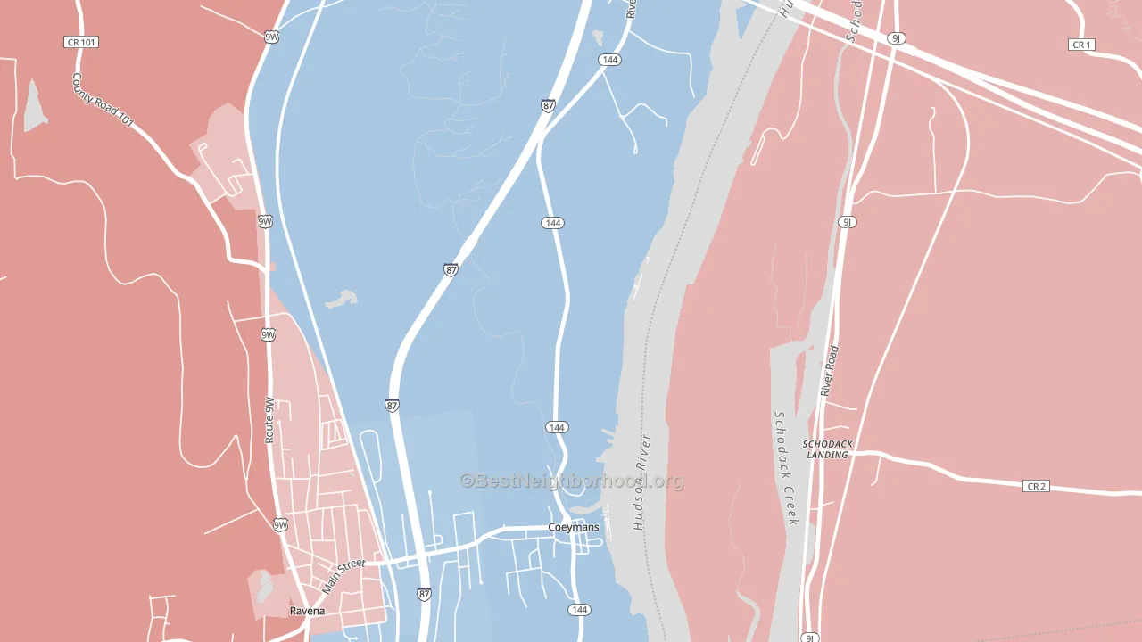 Coeymans, NY block-group political-lean map