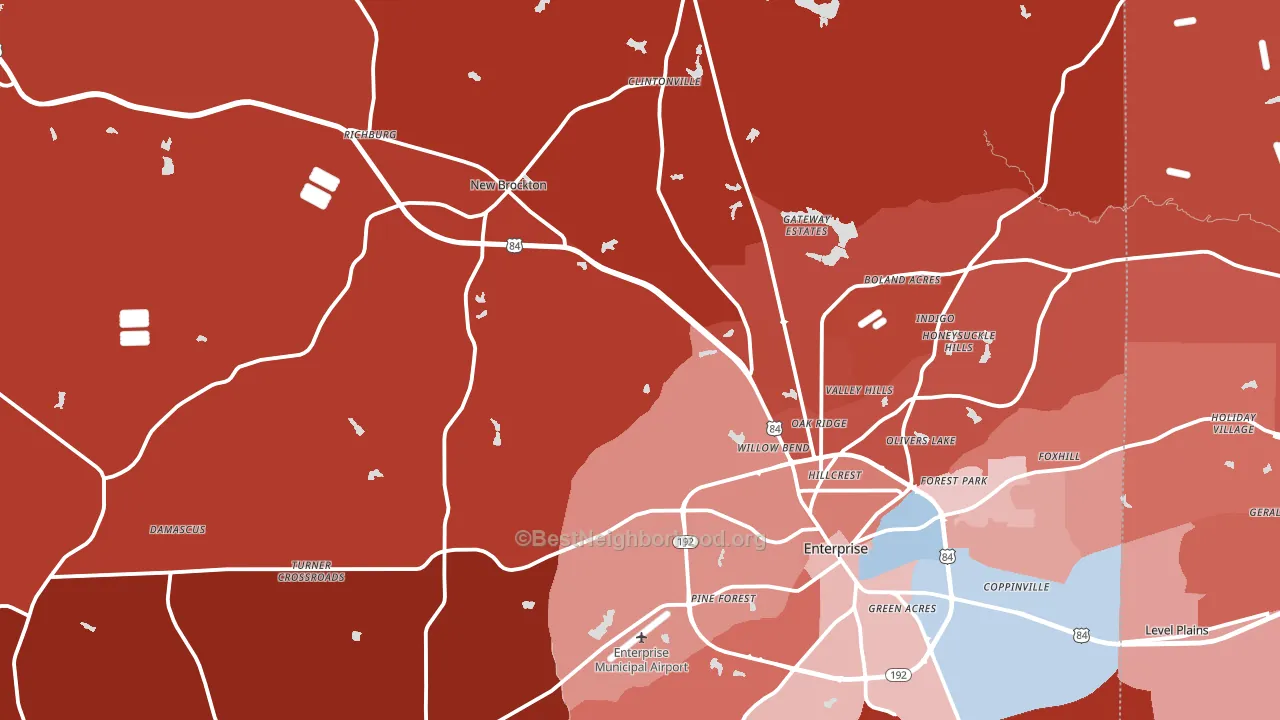 Coffee County, AL block-group political-lean map