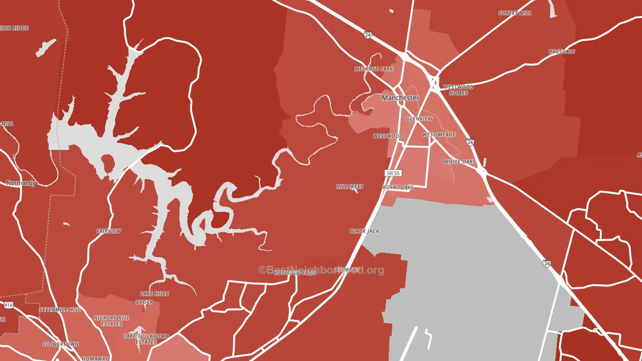 Coffee County, TN block-group political-lean map