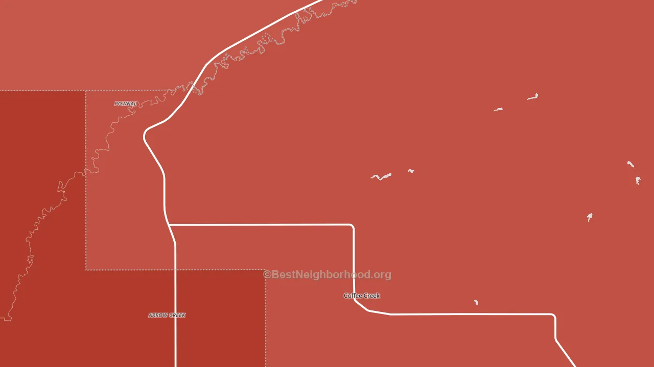 Coffee Creek, MT block-group political-lean map