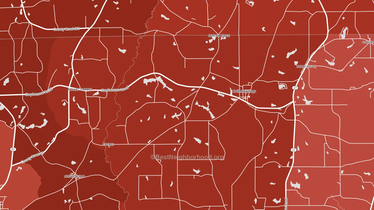 Coffee Springs, AL block-group political-lean map