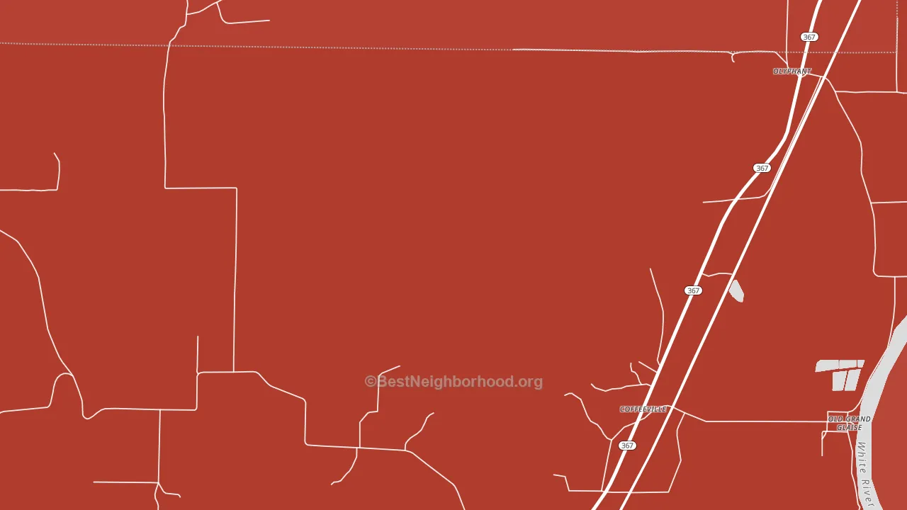 Coffeeville, AR block-group political-lean map