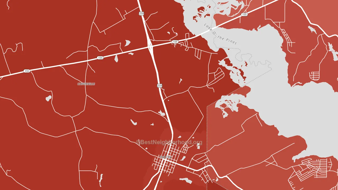 Coffeeville, TX block-group political-lean map