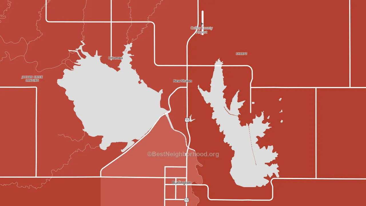 Coffey County, KS block-group political-lean map