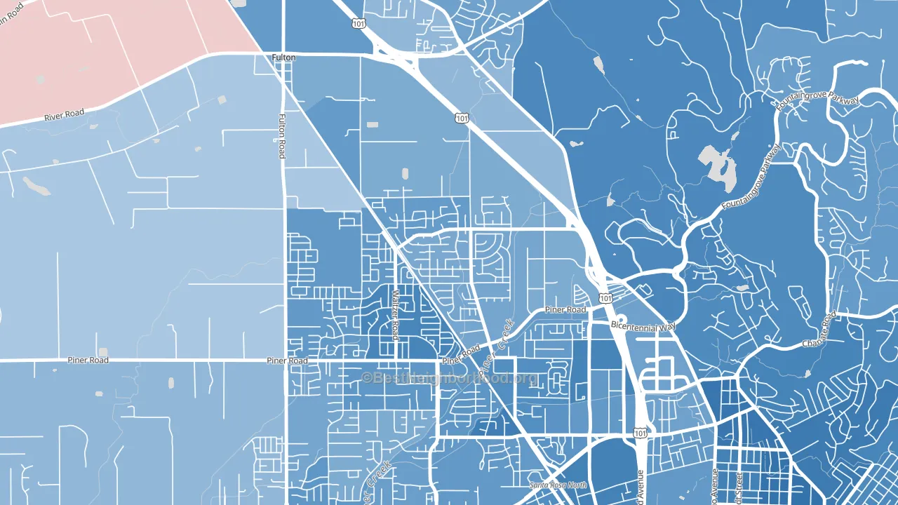 Coffey Park, Santa Rosa, CA block-group political-lean map