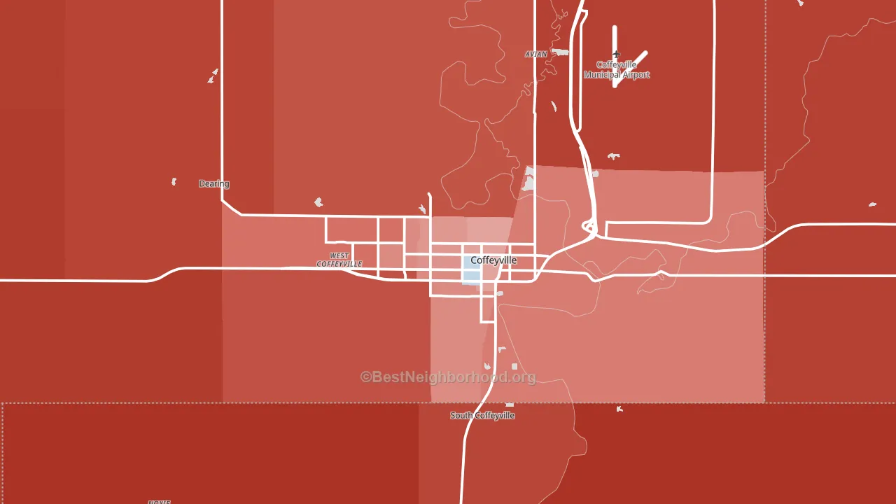 Coffeyville, KS block-group political-lean map