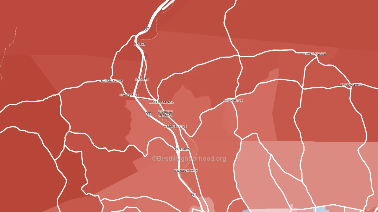 Cogan Station, PA block-group political-lean map