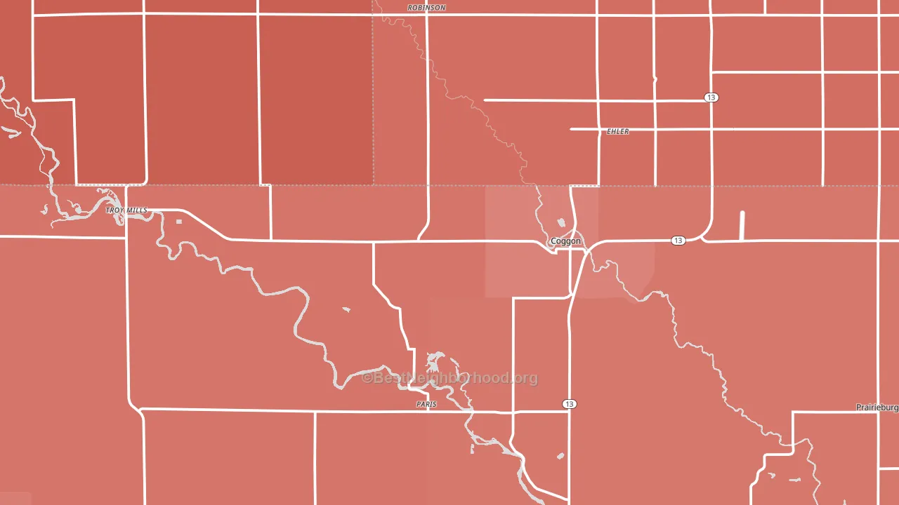 Coggon, IA block-group political-lean map