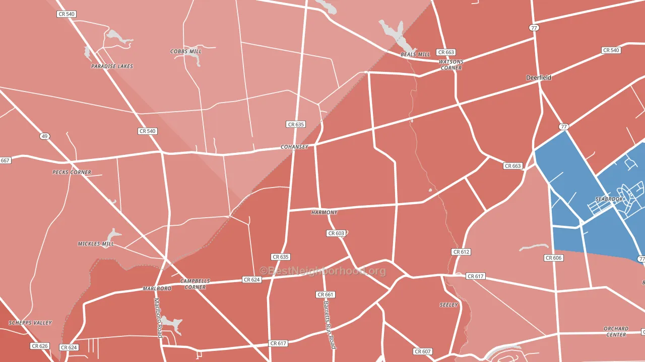 Cohansey, NJ block-group political-lean map