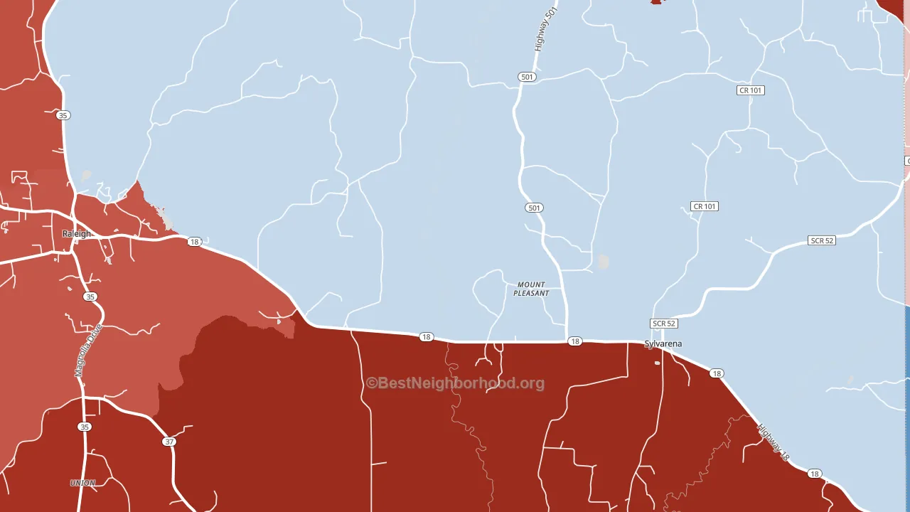 Cohay, MS block-group political-lean map