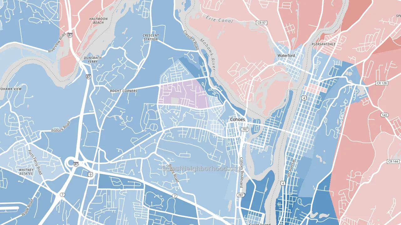 Cohoes, NY block-group political-lean map