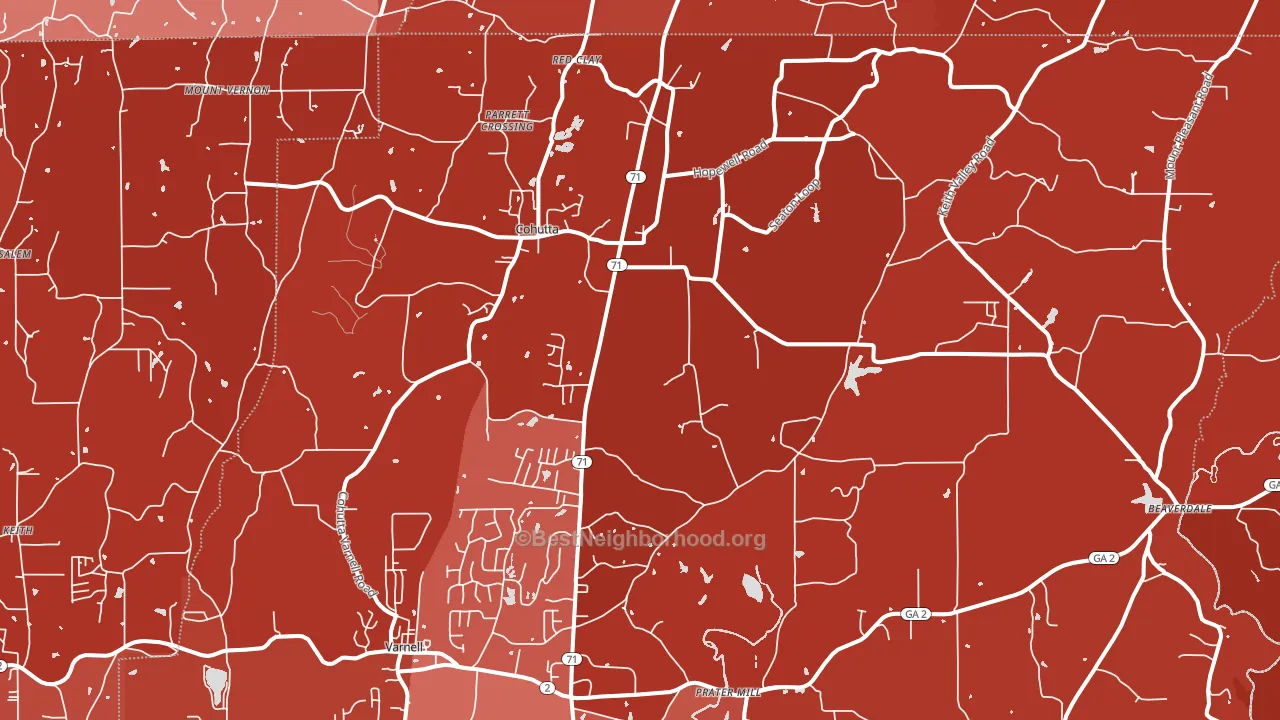 Cohutta, GA block-group political-lean map