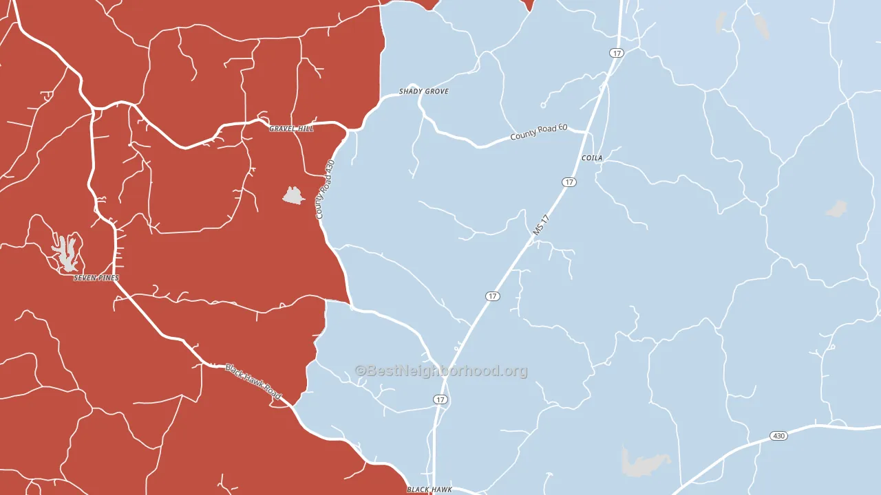 Coila, MS block-group political-lean map