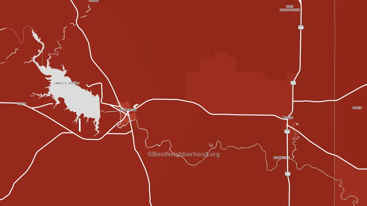 Coke County, TX block-group political-lean map