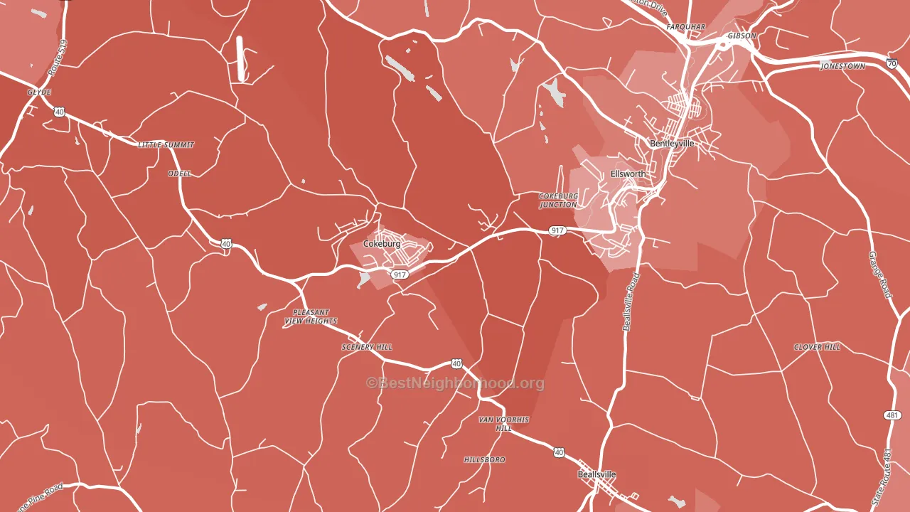 Cokeburg, PA block-group political-lean map