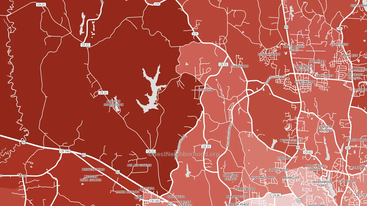 Coker, AL block-group political-lean map