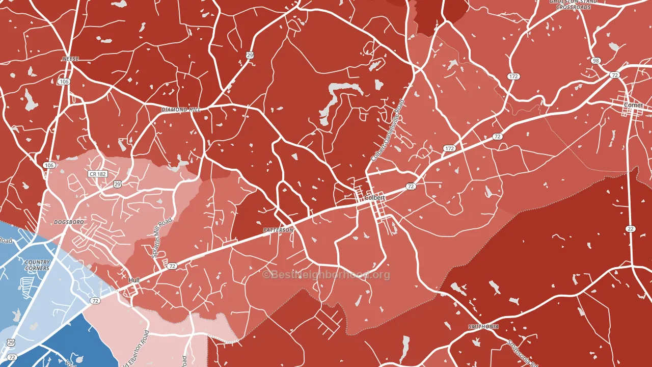 Colbert, GA block-group political-lean map