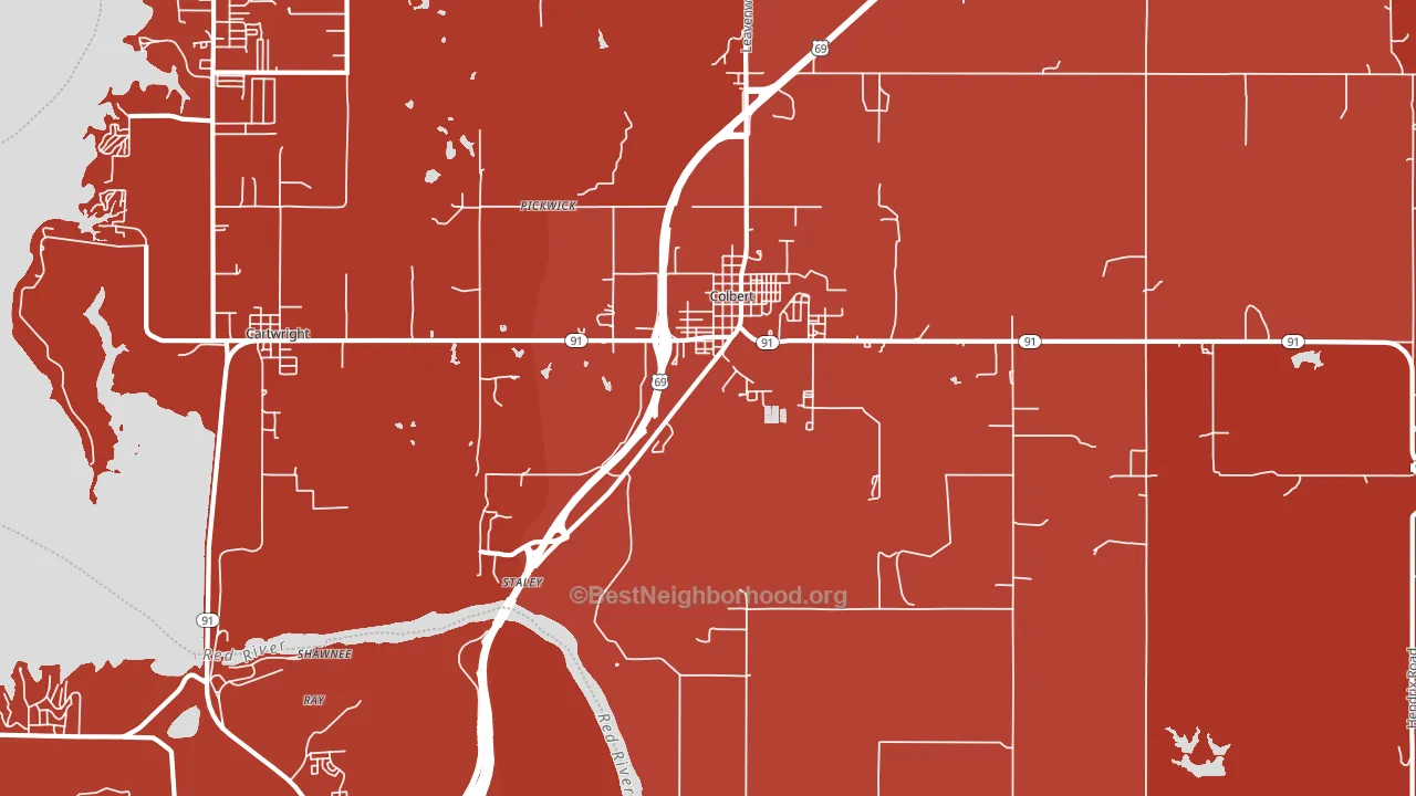 Colbert, OK block-group political-lean map