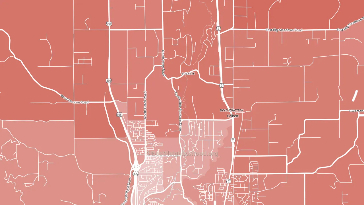 Colbert, WA block-group political-lean map