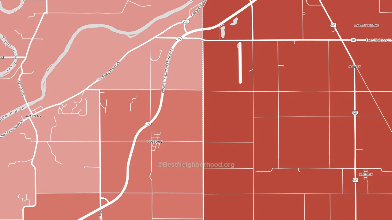 Colburn, IN block-group political-lean map