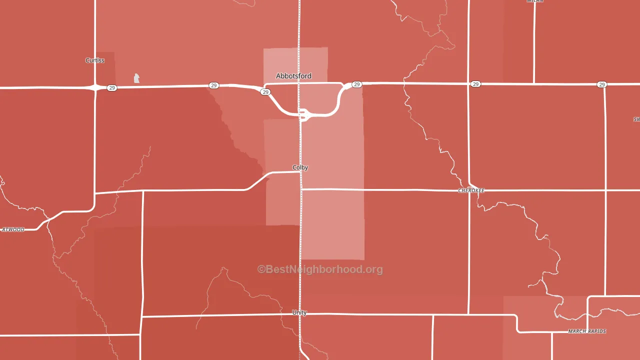 Colby, WI block-group political-lean map