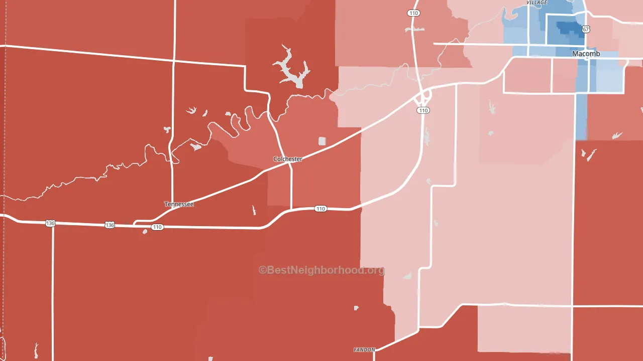 Colchester, IL block-group political-lean map