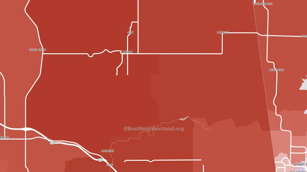 Colcord, OK block-group political-lean map
