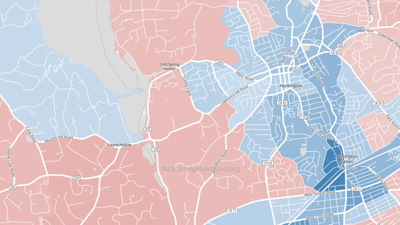 Cold Spring Harbor, NY block-group political-lean map