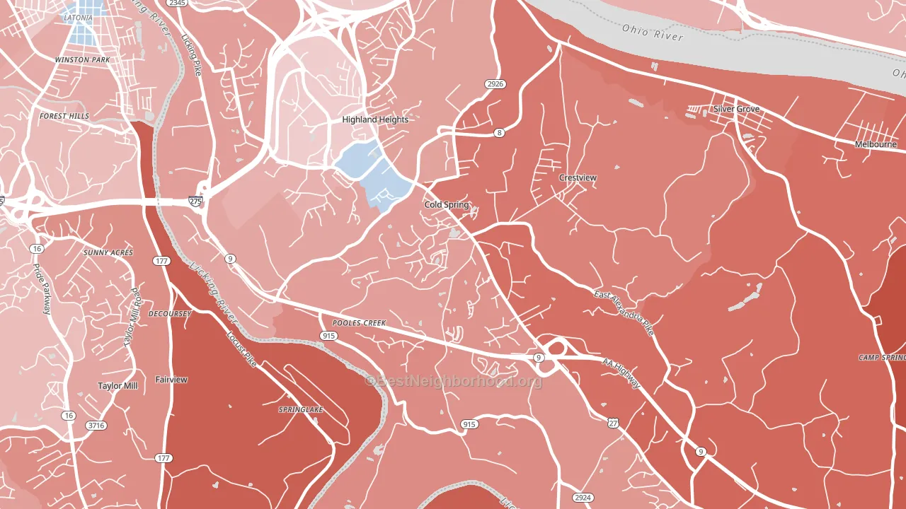 Cold Spring, KY block-group political-lean map