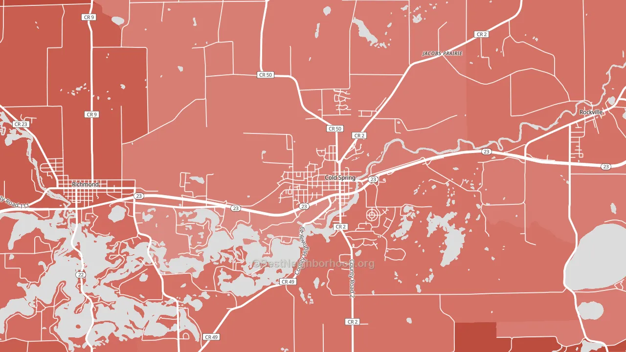Cold Spring, MN block-group political-lean map