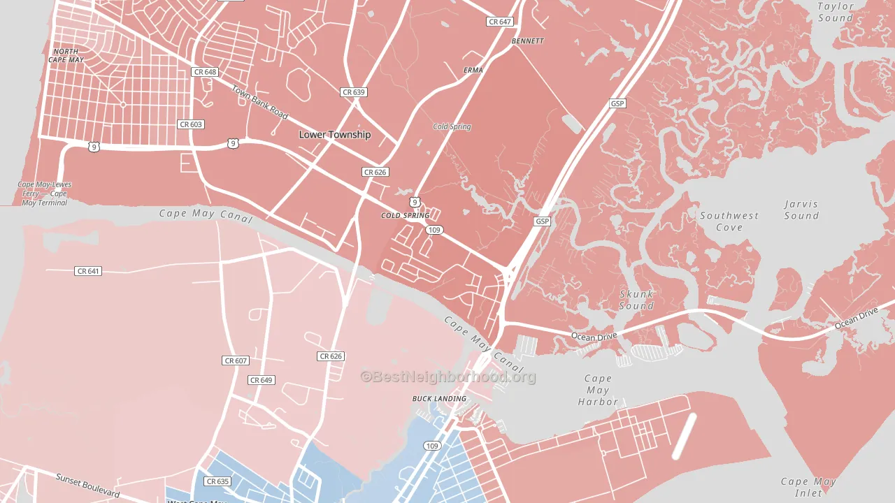 Cold Spring, NJ block-group political-lean map