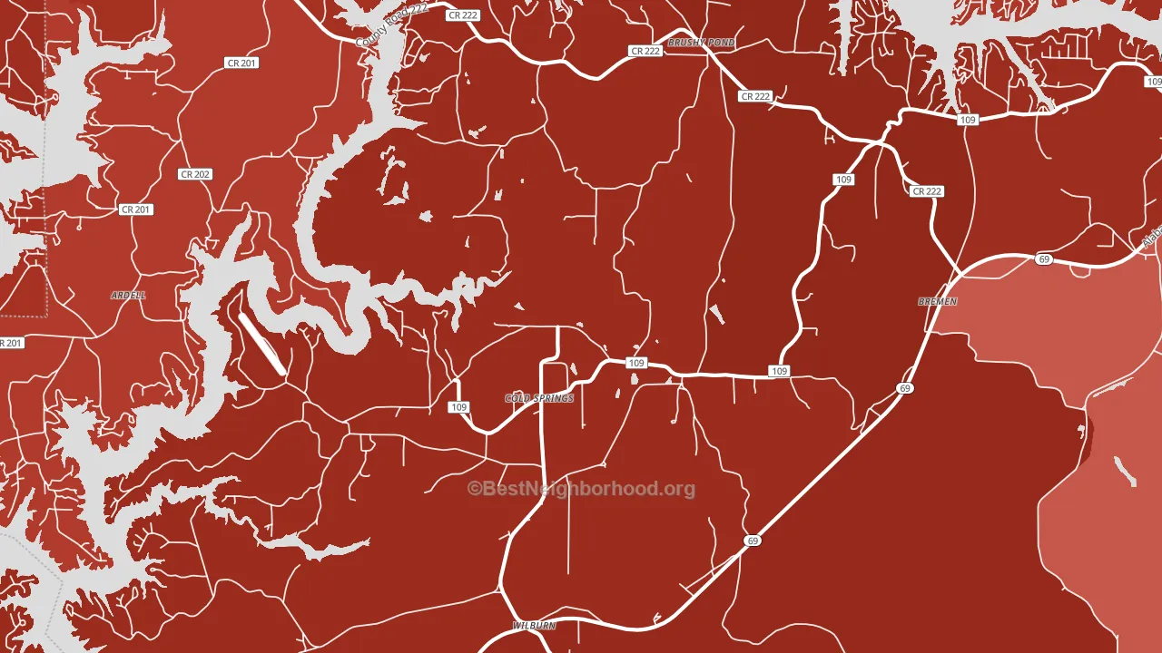 Cold Springs, AL block-group political-lean map