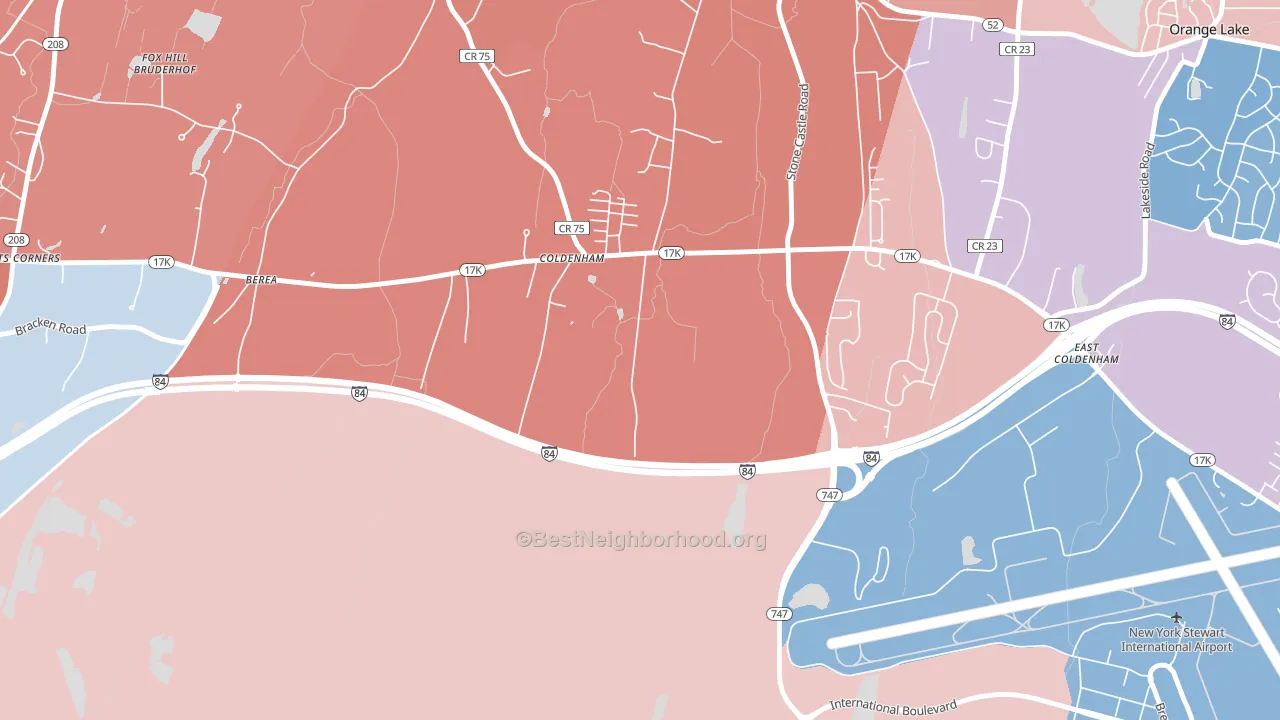 Coldenham, NY block-group political-lean map