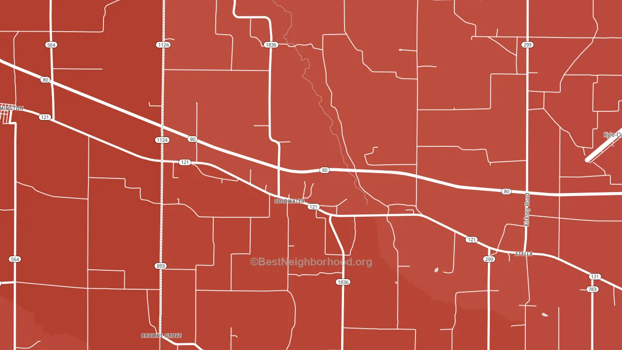 Coldwater, KY block-group political-lean map