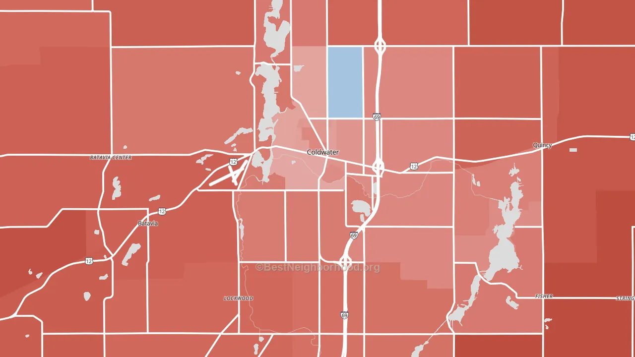 Coldwater, MI block-group political-lean map