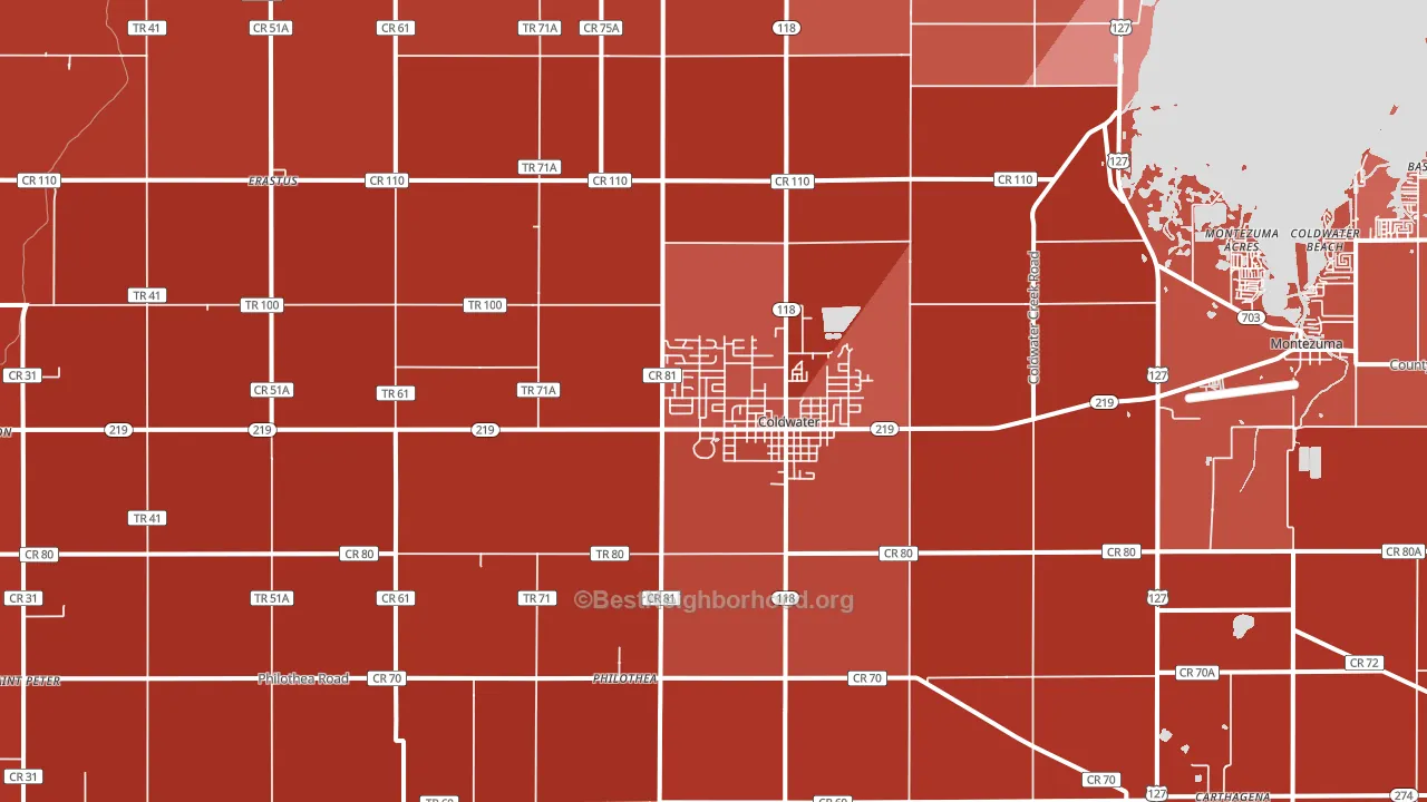 Coldwater, OH block-group political-lean map
