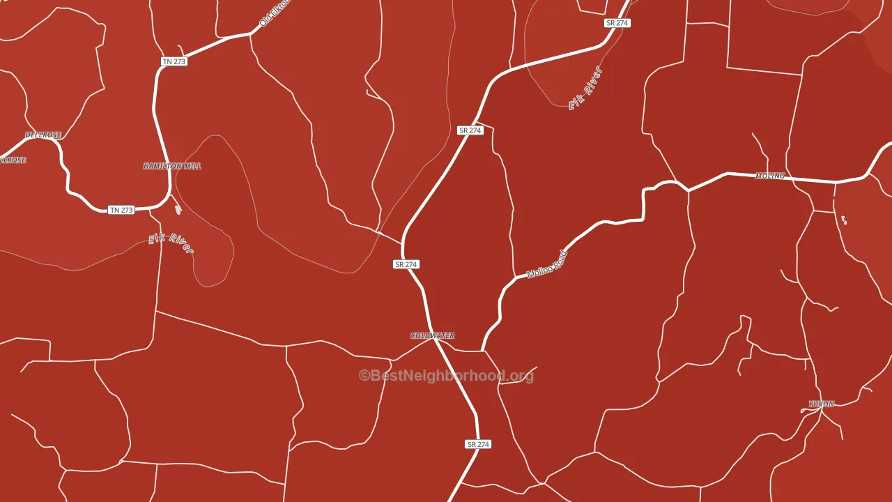 Coldwater, TN block-group political-lean map