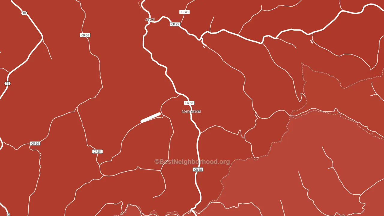 Coldwater, WV block-group political-lean map