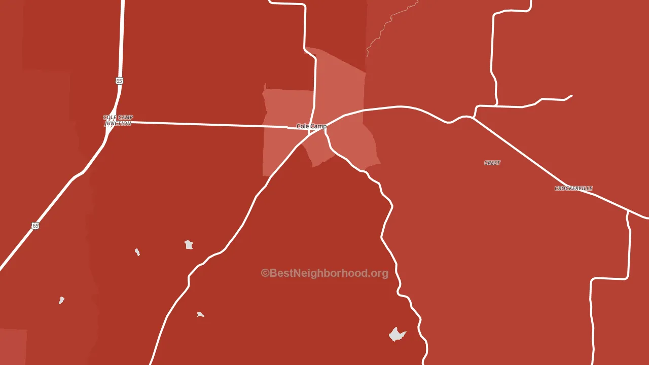 Cole Camp, MO block-group political-lean map