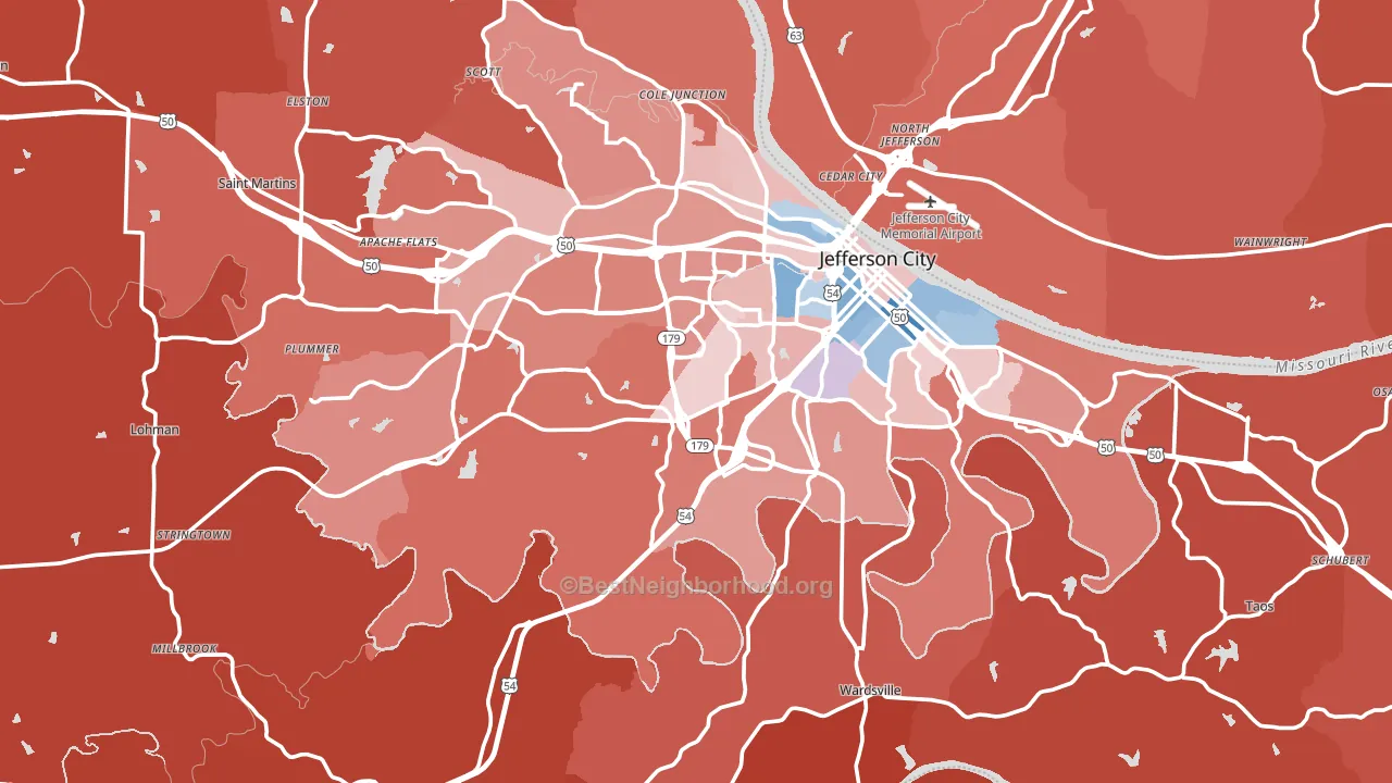 Cole County, MO block-group political-lean map