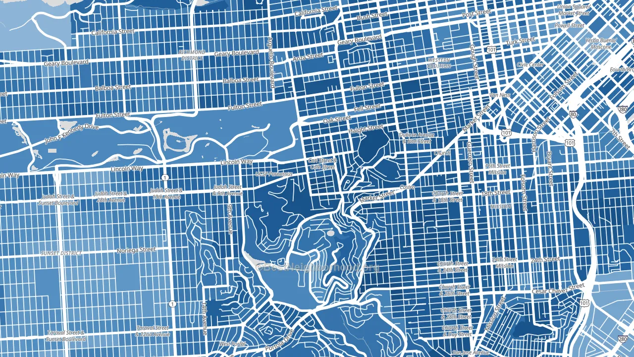 Cole Valley, San Francisco, CA block-group political-lean map