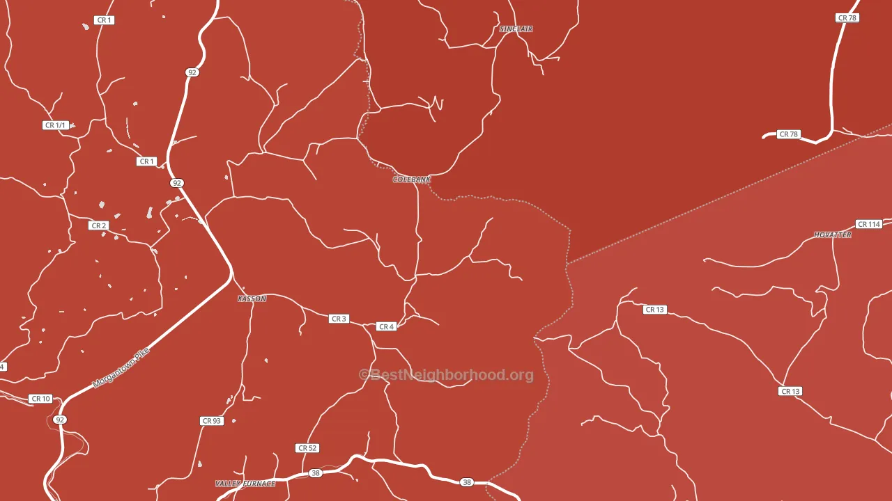 Colebank, WV block-group political-lean map