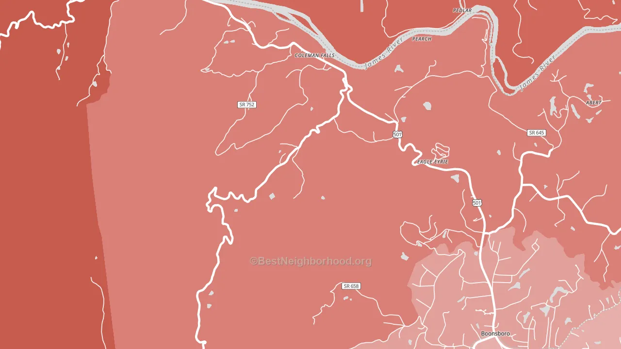 Coleman Falls, VA block-group political-lean map