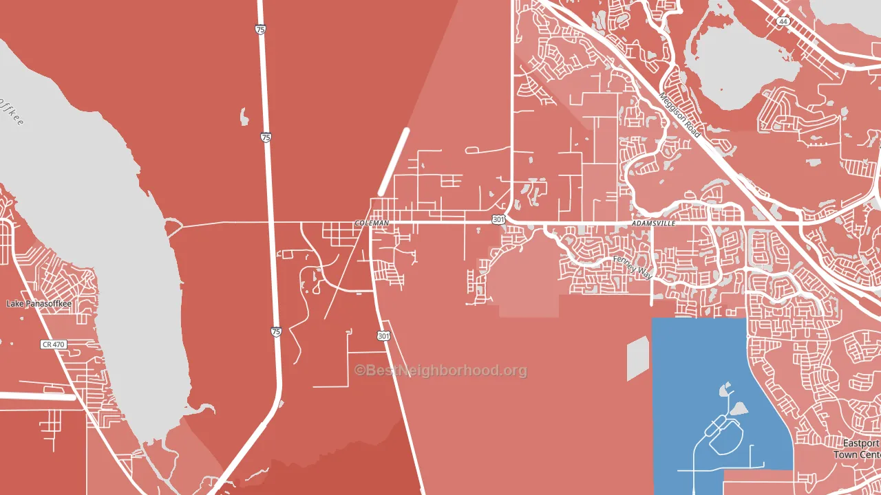 Coleman, FL block-group political-lean map