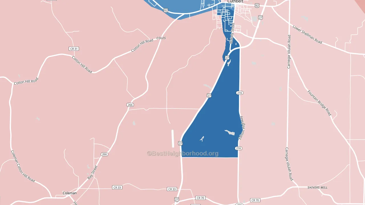 Coleman, GA block-group political-lean map