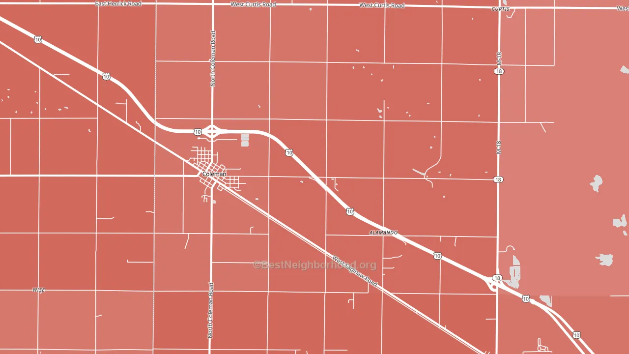Coleman, MI block-group political-lean map