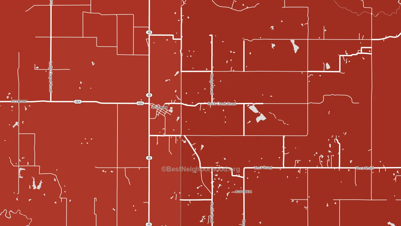 Coleman, OK block-group political-lean map