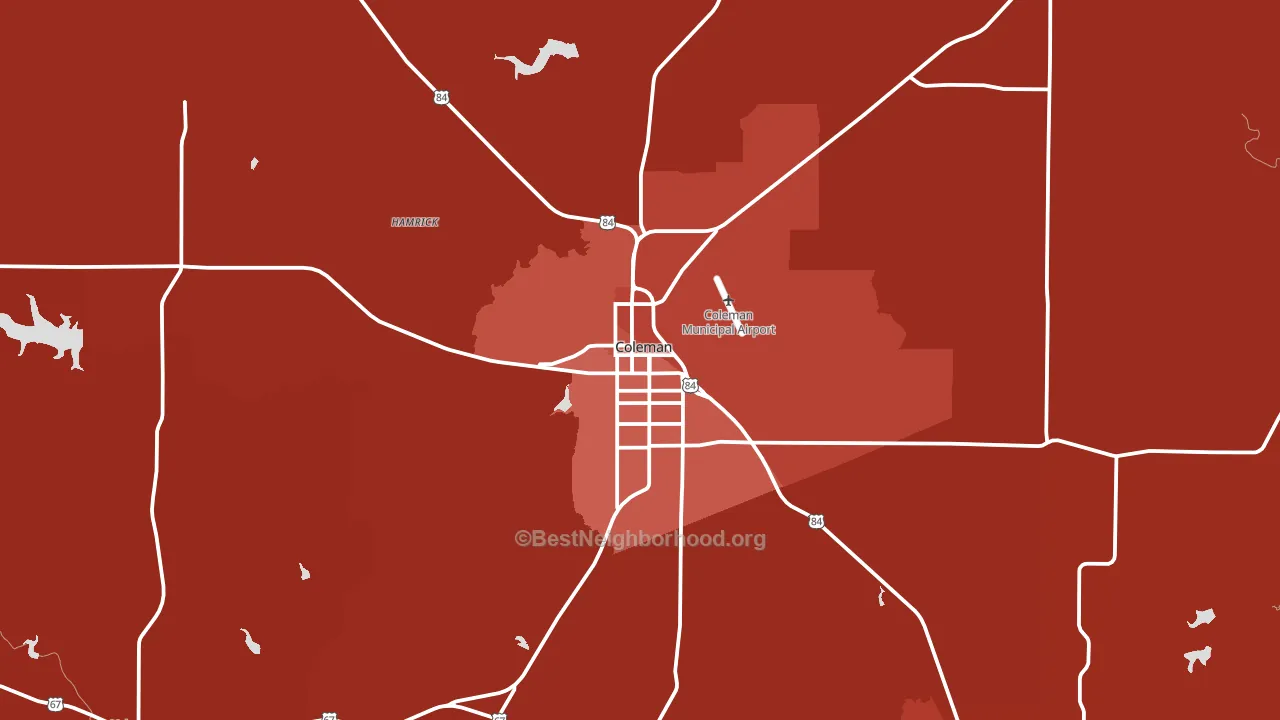 Coleman, TX block-group political-lean map