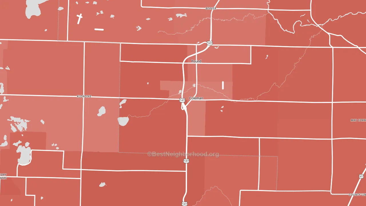 Coleman, WI block-group political-lean map