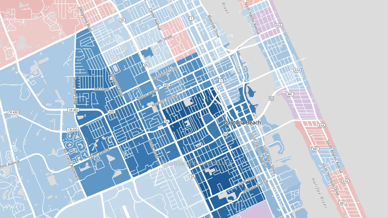 Colemans Daytona, Daytona Beach, FL block-group political-lean map